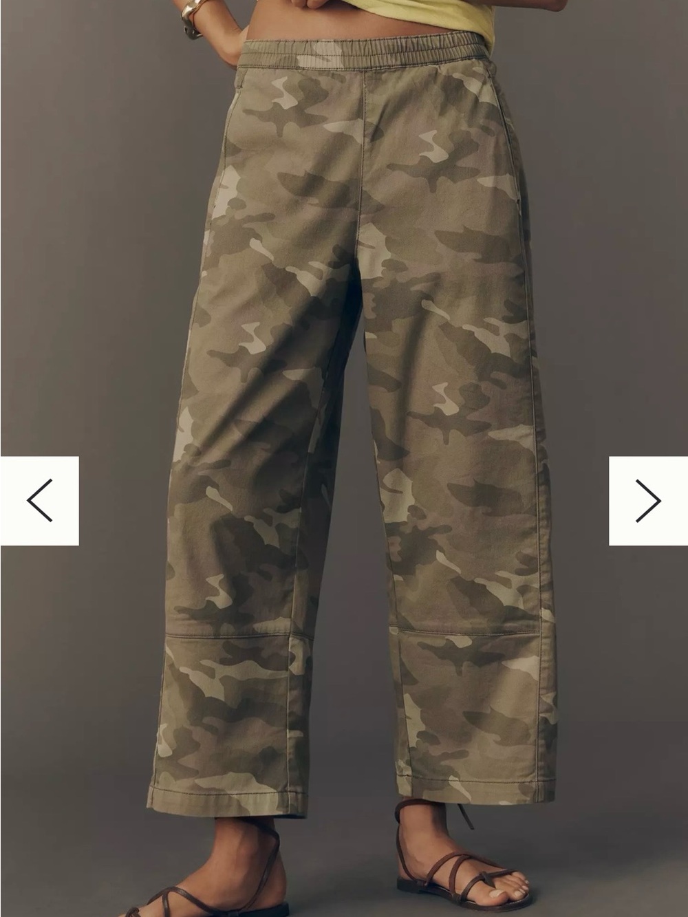 Anthropologie Petites Izzie Relaxed Pull On Camo Barrel Pant - Picture 2 of 13